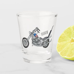 Chopper Motorcycle 1950 cartoon illustration Shot Glass