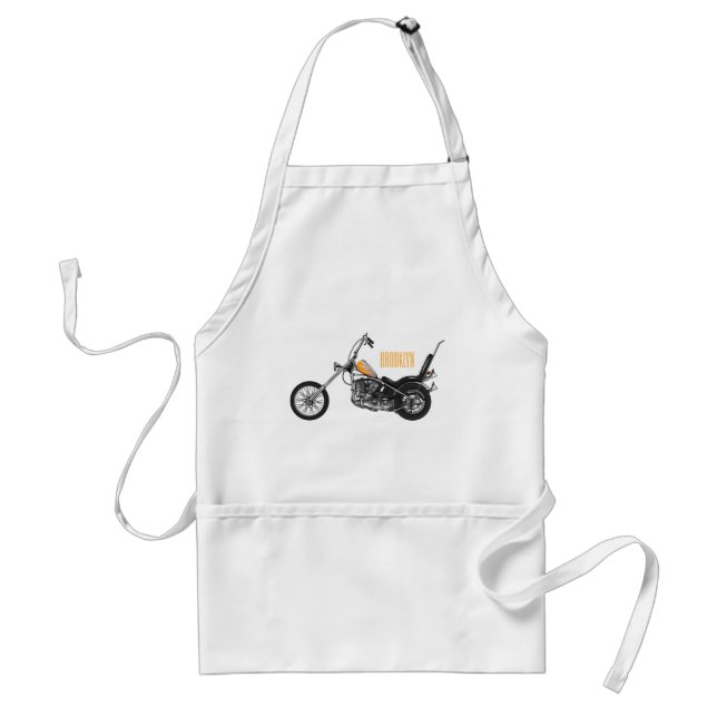 Chopper Motorcycle 1950 cartoon illustration Standard Apron (Front)