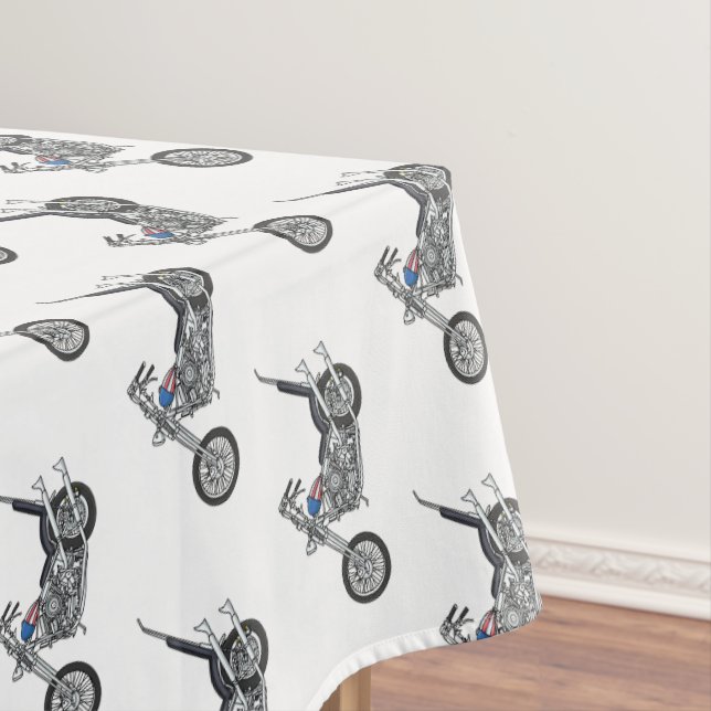 Chopper Motorcycle 1950 cartoon illustration Tablecloth (In Situ)