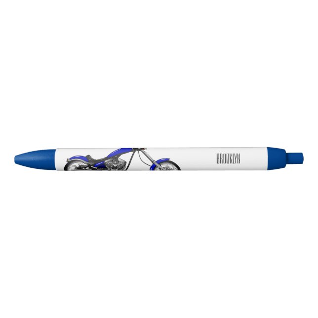 Chopper motorcycle cartoon illustration black ink pen (Front)