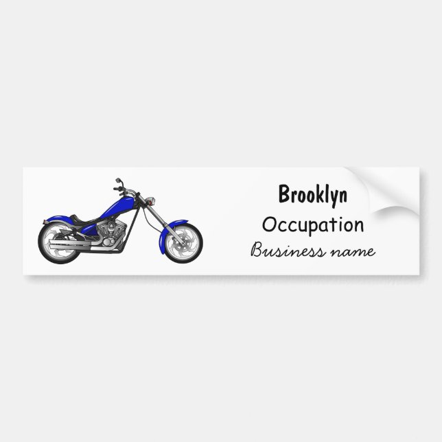 Chopper motorcycle cartoon illustration bumper sticker (Front)