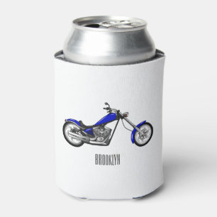 Chopper motorcycle cartoon illustration can cooler