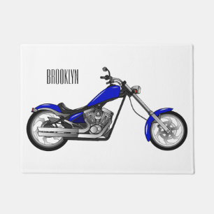 Chopper motorcycle cartoon illustration doormat