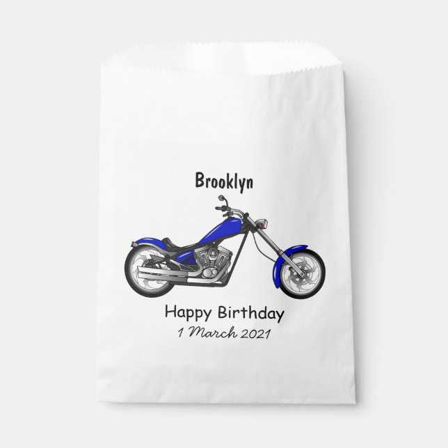 Chopper motorcycle cartoon illustration favour bags (Front)