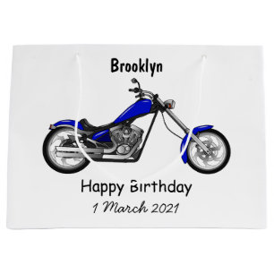 Chopper motorcycle cartoon illustration large gift bag