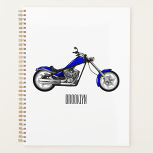 Chopper motorcycle cartoon illustration planner
