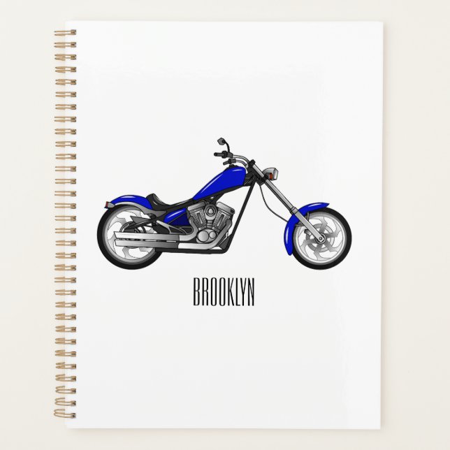 Chopper motorcycle cartoon illustration planner (Front)