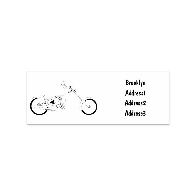 Chopper motorcycle cartoon illustration rubber stamp (Imprint)