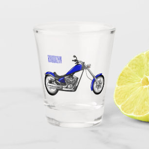 Chopper motorcycle cartoon illustration shot glass