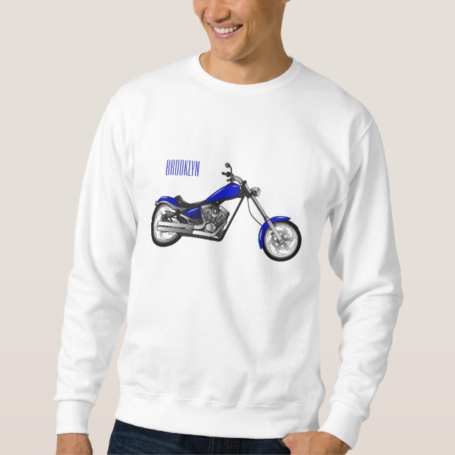 Chopper motorcycle cartoon illustration sweatshirt (Front)