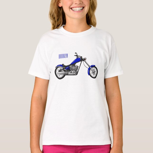 Chopper motorcycle cartoon illustration T-Shirt (Front)