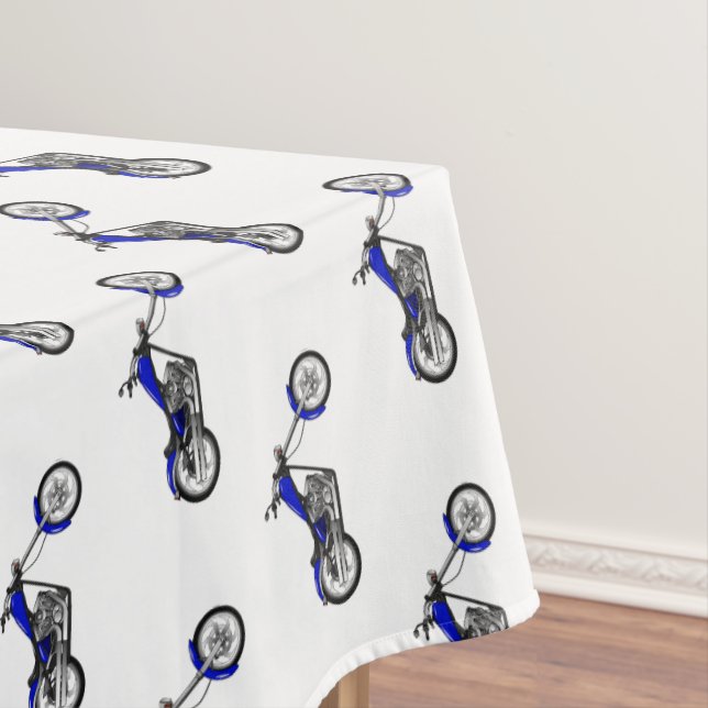 Chopper motorcycle cartoon illustration tablecloth (In Situ)