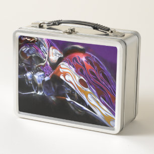 CHOPPER MOTORCYCLE TAIL OF A DRAGON METAL LUNCH BOX