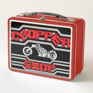 Chopper Shop Motorcycle Metal Lunch Box