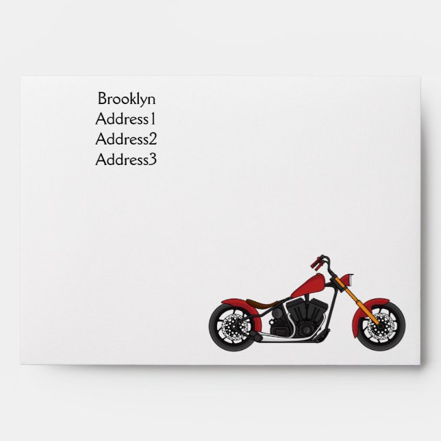 Chopper style motorcycle illustration envelope (Front)