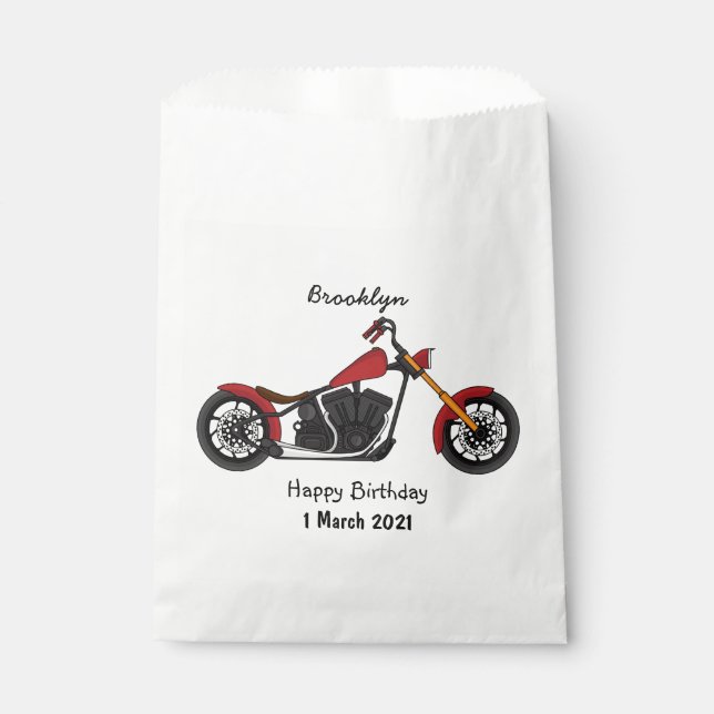 Chopper style motorcycle illustration favour bags (Front)