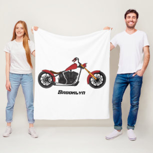 Chopper style motorcycle illustration fleece blanket