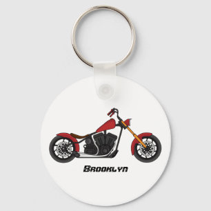 Chopper style motorcycle illustration key ring