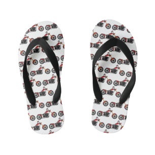 Chopper style motorcycle illustration kid's jandals