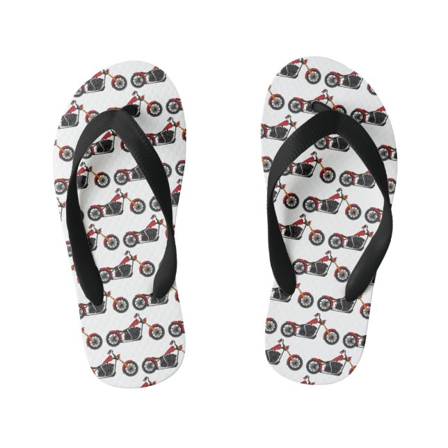 Chopper style motorcycle illustration kid's jandals (Footbed)