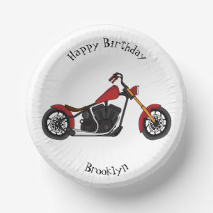 Chopper style motorcycle illustration paper plate