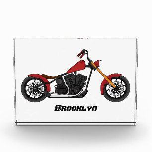 Chopper style motorcycle illustration photo block