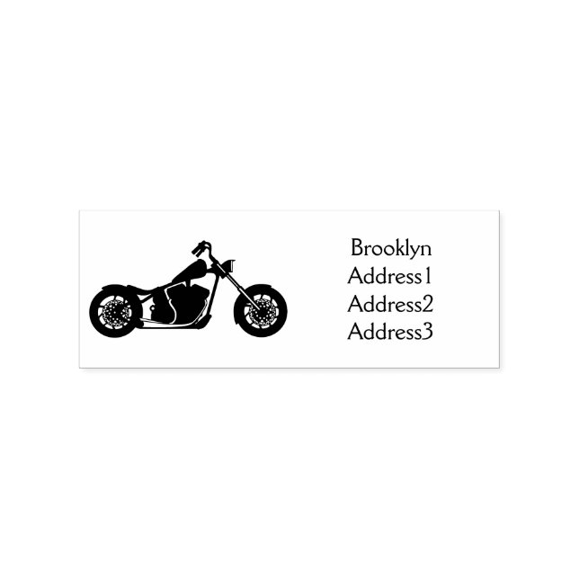 Chopper style motorcycle illustration rubber stamp (Imprint)