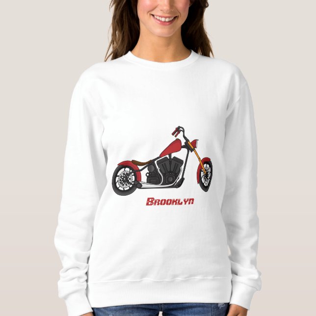 Chopper style motorcycle illustration sweatshirt (Front)