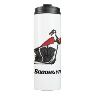 Chopper style motorcycle illustration thermal tumbler