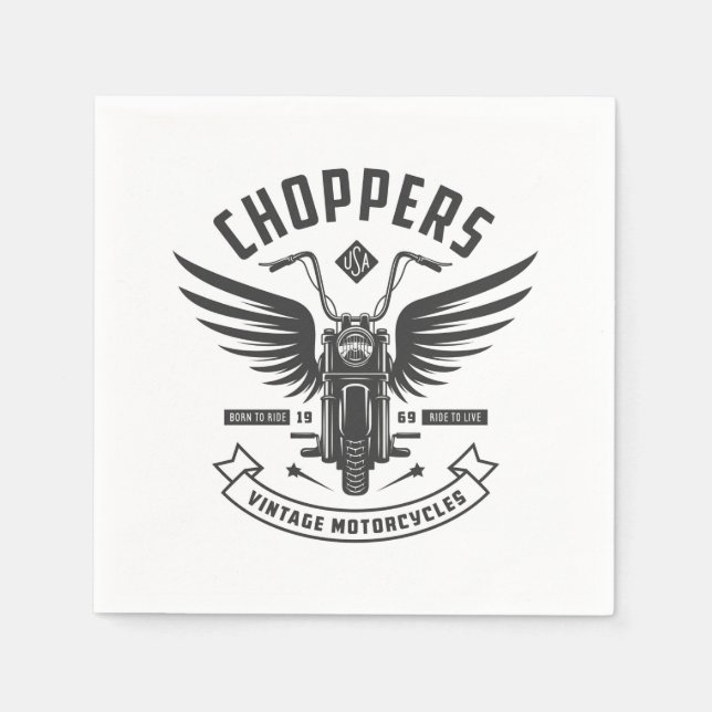Choppers Vintage Motorcycles Napkin (Front)