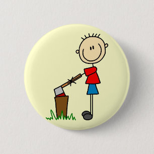 Chopping Wood Stick Figure Tshirts and Gifts 6 Cm Round Badge