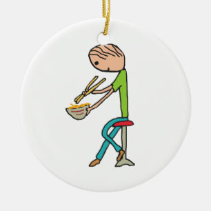 Chopsticks And Noodles Ceramic Tree Decoration