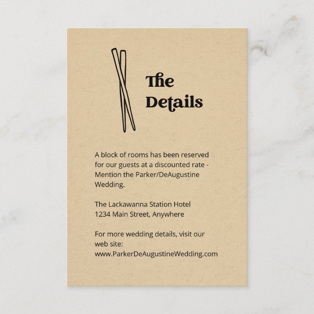 Chopsticks Wedding Information Details Enclosure Card (Front)