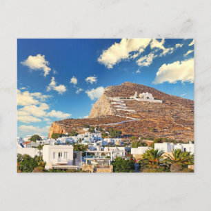 Chora with Panagia church in Folegandros Postcard