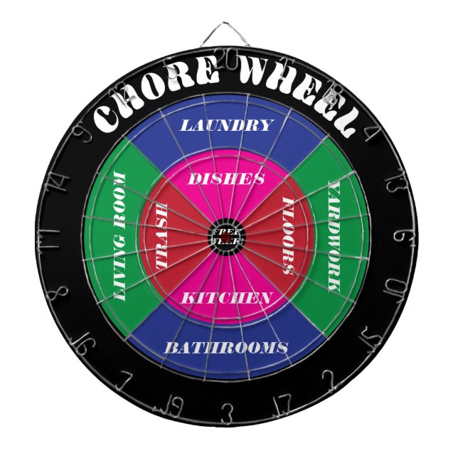 Chore Wheel Dartboard with Customisable Chores (Front)