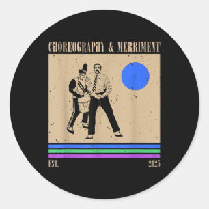 Choreography And Merriment Retro Art Print Classic Round Sticker