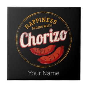 Chorizo Retro Sausage Vintage BBQ Gourmet Barbecue Tile