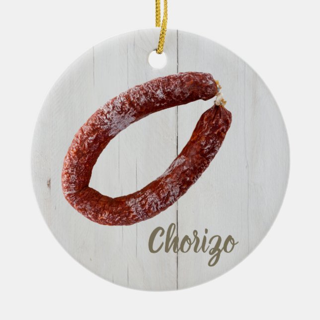 Chorizo Sausage Ceramic Tree Decoration (Front)
