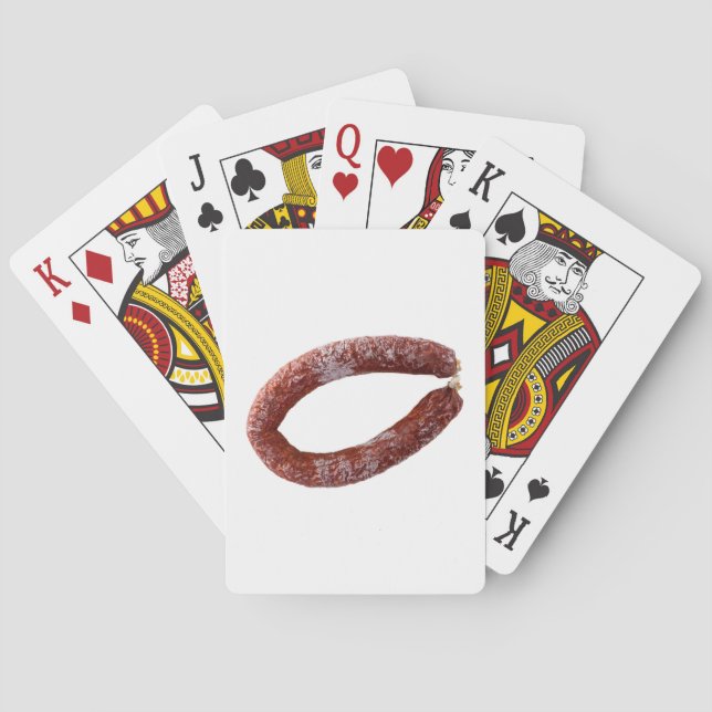 Chorizo sausage isolated as Cut Playing Cards (Back)