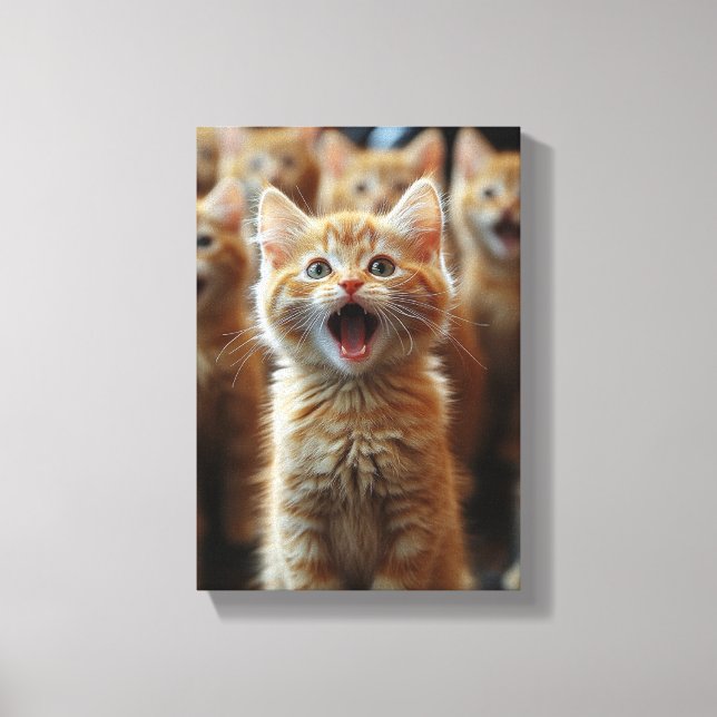 Chorus of Cute Kittens - Adorable Feline Artwork Canvas Print (Front)