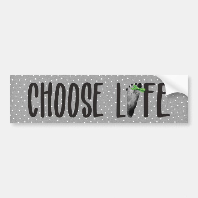 Chose Life Baby Footprint with Bow  Bumper Sticker (Front)