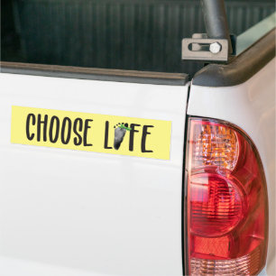 Chose Life Baby Footprint with Bow Bumper Sticker