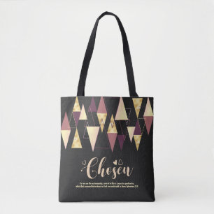 Chosen Black Pink Gold Elegant Triangle Tote Bag