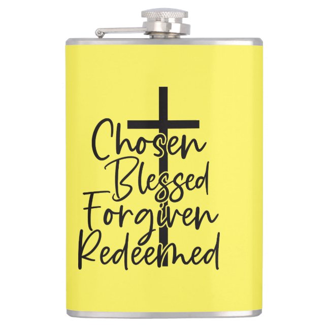 Chosen Blessed Forgiven Redeemed-5572 Hip Flask (Front)