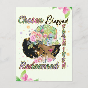 Chosen, blessed, forgiven, redeemed, believe in Go Holiday Postcard