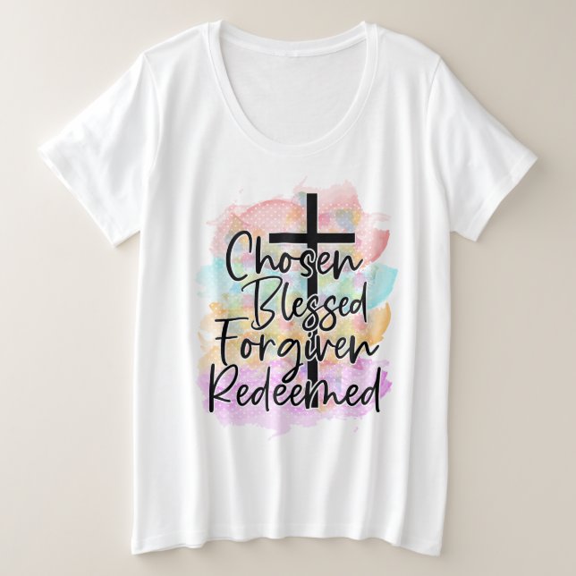  Chosen Blessed Redeemed Women's  Plus Size T-Shirt (Design Front)