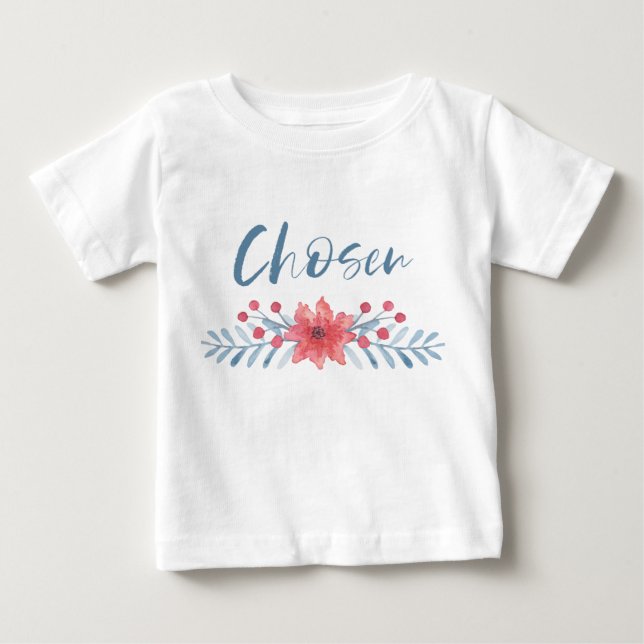 Chosen Blue and Pink Flowers Kids Adoption Baby T-Shirt (Front)