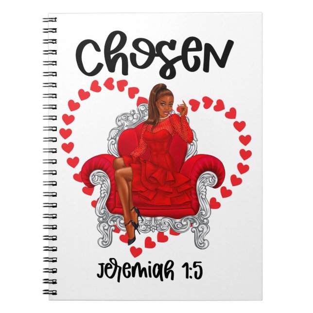 Chosen Christian Black Woman Valentines Galentine Notebook (Front)