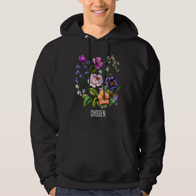 Chosen Floral  for Women Flowers Faith Based Hoodie (Front)