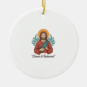 Chosen & Redeemed Christian Vintage Jesus T-Shirt  Ceramic Tree Decoration